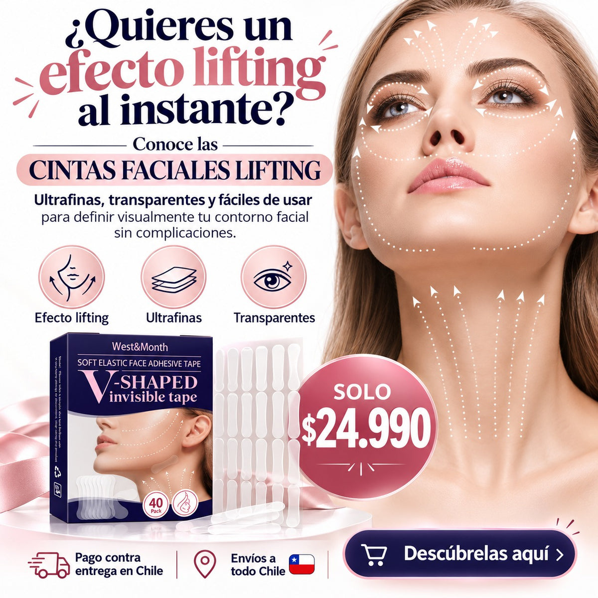 Cintas Faciales Lifting 40 tiras en caja
